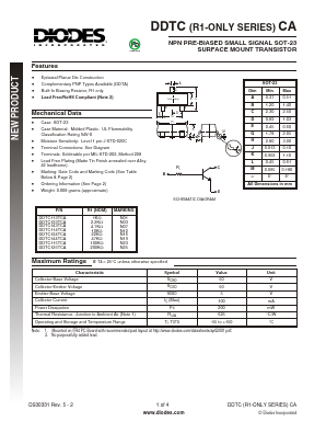 DDTC115TCA-7-F Datasheet PDF Diodes Incorporated.
