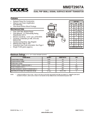 MMDT2907A-7 Datasheet PDF Diodes Incorporated.
