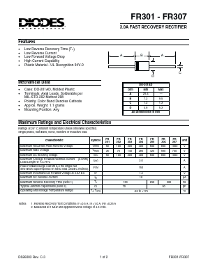 FR303 Datasheet PDF Diodes Incorporated.