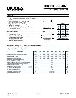 RS402L Datasheet PDF Diodes Incorporated.
