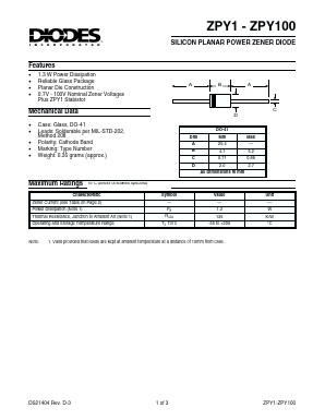 ZPY10 Datasheet PDF Diodes Incorporated.