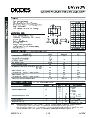 BAV99DW Datasheet PDF Diodes Incorporated.