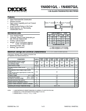 1N4001G Datasheet PDF Diodes Incorporated.