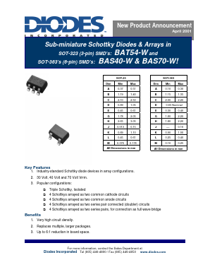 BAS70JW_ Datasheet PDF Diodes Incorporated.