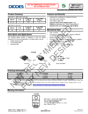 MBR1040CT Datasheet PDF Diodes Incorporated.