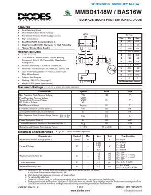 MMBD4148W Datasheet PDF Diodes Incorporated.