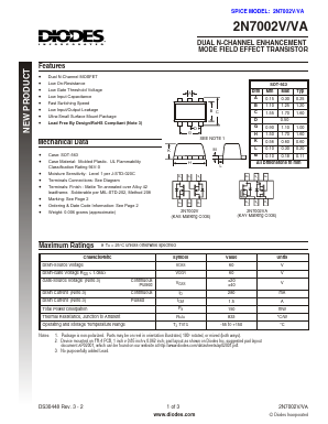 2N7002VA Datasheet PDF Diodes Incorporated.