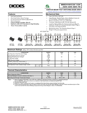 MMBD4448HTW Datasheet PDF Diodes Incorporated.