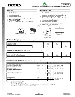2N7002K Datasheet PDF Diodes Incorporated.