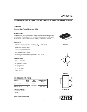 ZX5T951G Datasheet PDF Diodes Incorporated.
