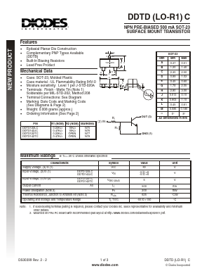 DDTD142JC-7 Datasheet PDF Diodes Incorporated.