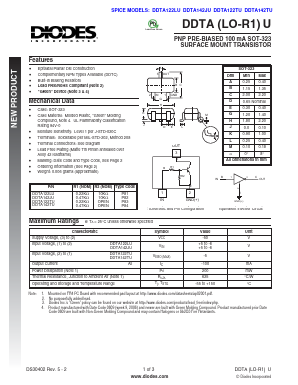 DDTA142TU Datasheet PDF Diodes Incorporated.