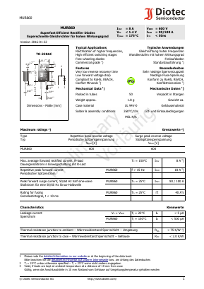 MUR860 Datasheet PDF Diotec Semiconductor Germany 
