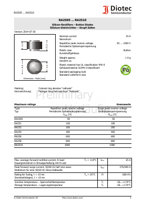 RA252 Datasheet PDF Diotec Semiconductor Germany 
