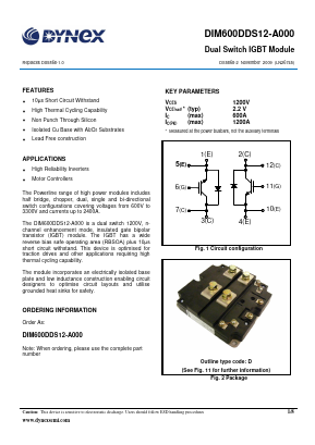 DIM600DDS12-A000 Datasheet PDF Dynex Semiconductor