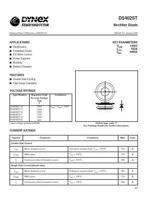 DS402ST13 Datasheet PDF Dynex Semiconductor