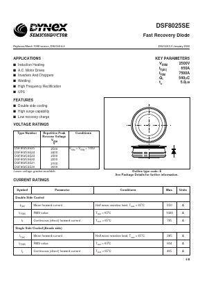 DSF8025SE Datasheet PDF Dynex Semiconductor