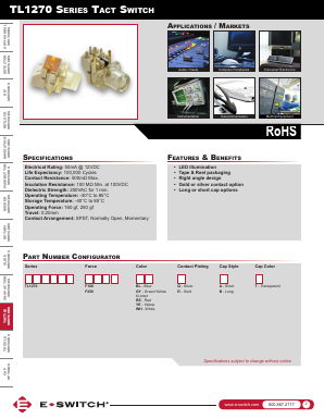 TL1270F250GYRBT Datasheet PDF E-SWITCH