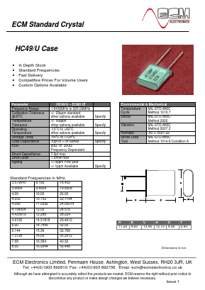 HC49U Datasheet PDF ECM Electronics Limited.