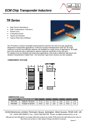 TR1102T-602 Datasheet PDF ECM Electronics Limited.