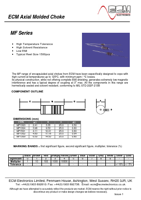 MF1304T-R56 Datasheet PDF ECM Electronics Limited.