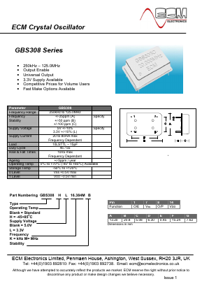 GBS308HL16.384MB Datasheet PDF ECM Electronics Limited.
