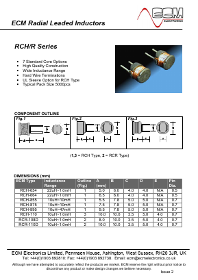 RCH-875 Datasheet PDF ECM Electronics Limited.