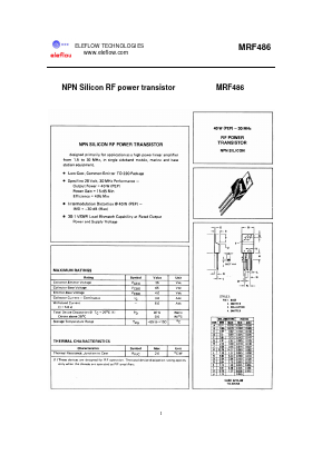 MRF486 Datasheet PDF eleflow technologies co., ltd.
