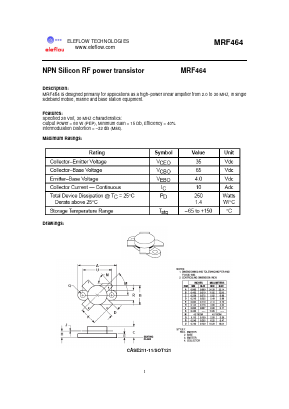 MRF464 Datasheet PDF eleflow technologies co., ltd.
