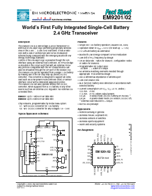 EM9202 Datasheet PDF EM Microelectronic - MARIN SA