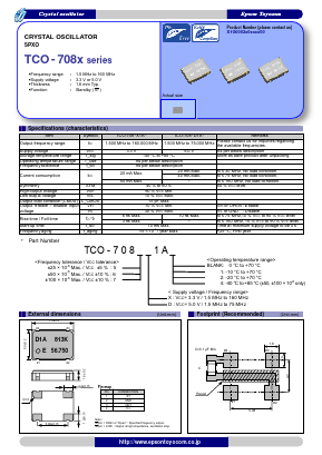 TCO-7085D1A Datasheet PDF Epson ToYoCom