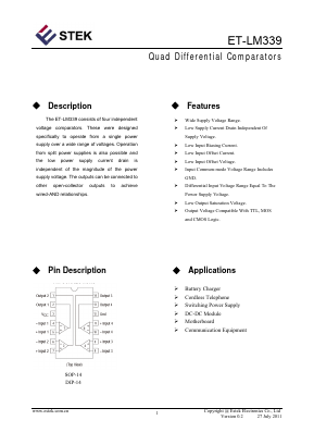 ET-LM339 Datasheet PDF Estek Electronics Co. Ltd