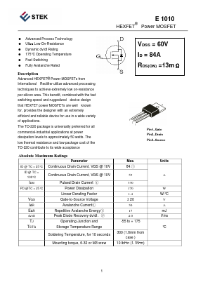 E1010 Datasheet PDF Estek Electronics Co. Ltd