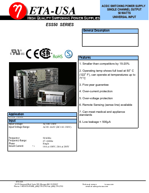 ESS50 Datasheet PDF ETA-USA