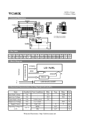 WC1602K Datasheet PDF ETC