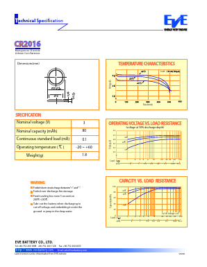 CR2016 Datasheet PDF ETC