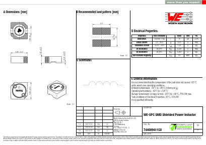 74408941150 Datasheet PDF Wurth Elektronik GmbH & Co. KG, Germany.