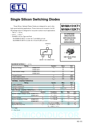 M1MA151KT1 Datasheet PDF E-Tech Electronics LTD