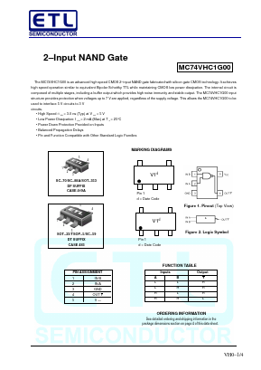 MC74VHC1G00 Datasheet PDF E-Tech Electronics LTD