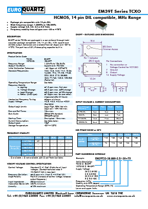 EM39T Datasheet PDF EUROQUARTZ limited