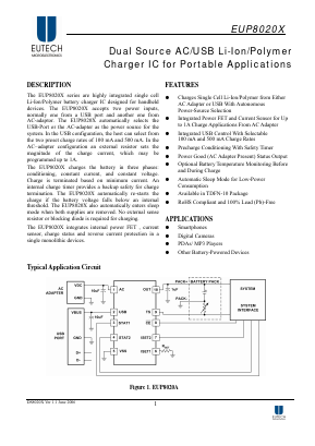 EUP8020E-JIR1 Datasheet PDF Eutech Microelectronics Inc