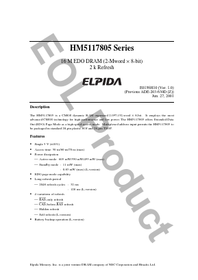 HM5117805 Datasheet PDF Elpida Memory, Inc