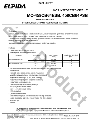 MC-458CB64PSB Datasheet PDF Elpida Memory, Inc