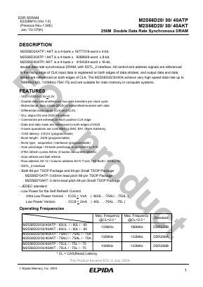 M2S56D40AKP-75L Datasheet PDF Elpida Memory, Inc