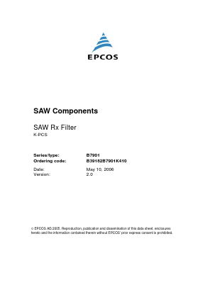 B7901 Datasheet PDF EPCOS AG