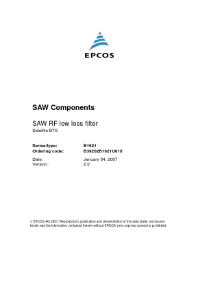 B39202B1621U810 Datasheet PDF EPCOS AG