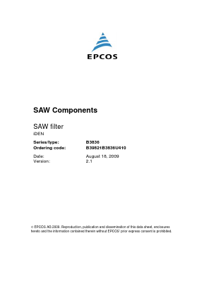 B3836 Datasheet PDF EPCOS AG