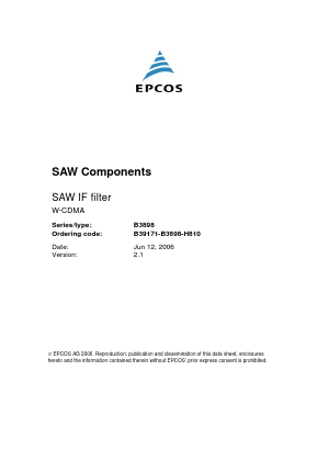B39171-B3898-H810 Datasheet PDF EPCOS AG