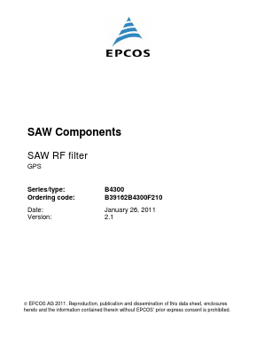 B4300 Datasheet PDF EPCOS AG