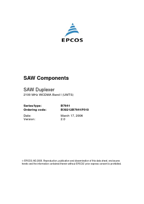 B39212B7641P510 Datasheet PDF EPCOS AG